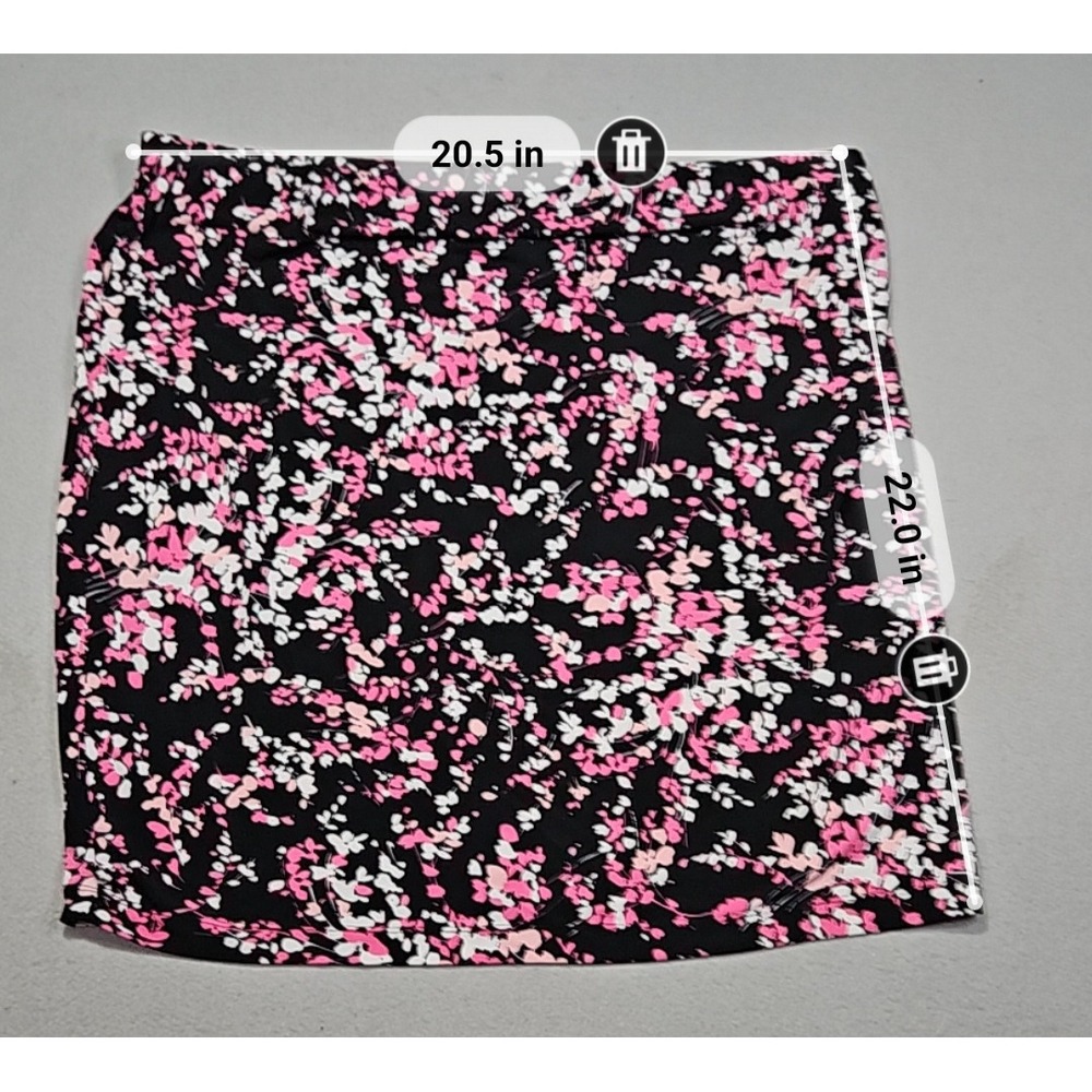 Liz Lange Maternity Floral Mini Skirt Black Pink White Stretch Sz XL - Picture 2 of 5